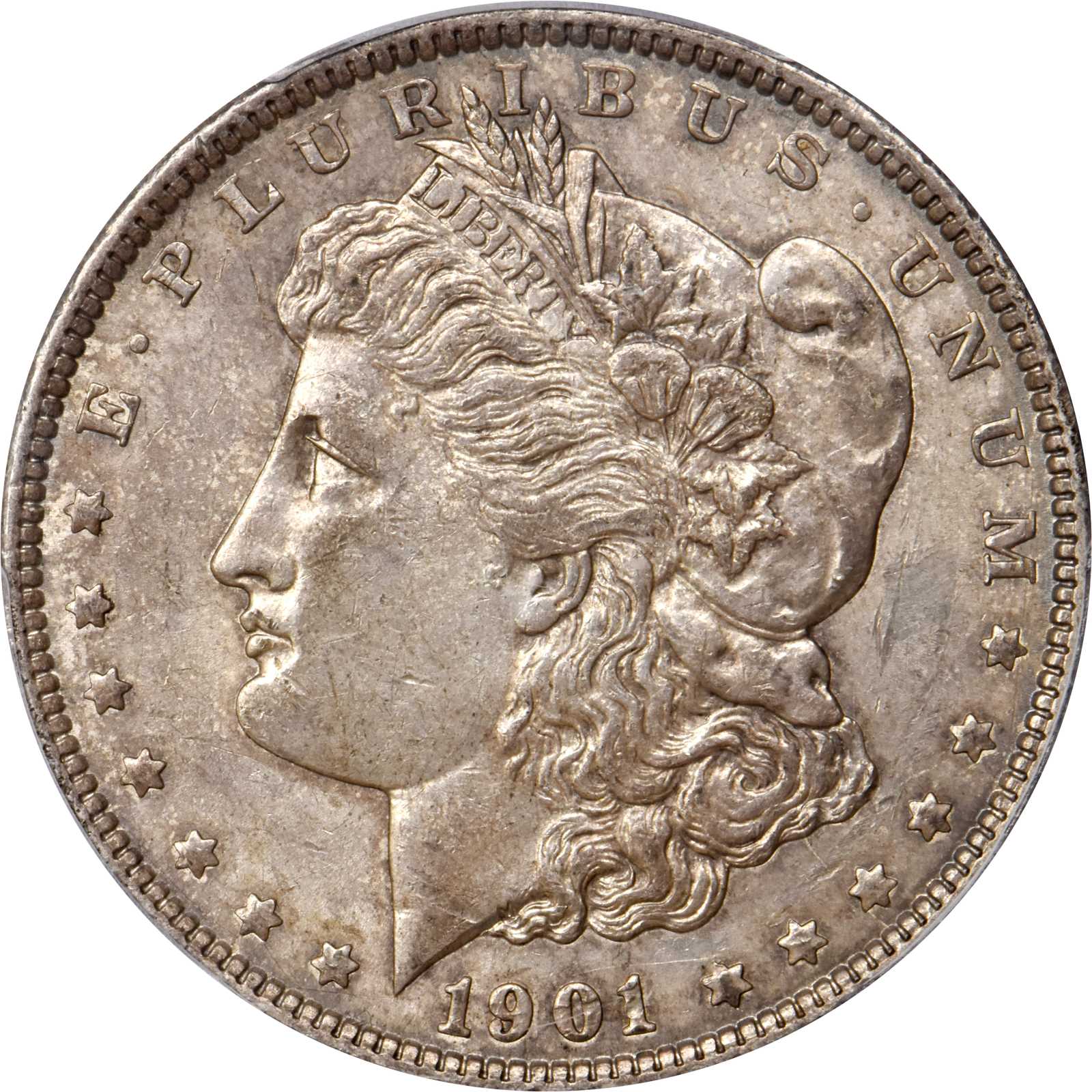 image for: 1901 Morgan Silver Dollar. VAM-3. Top 100 Variety. Doubled Die Reverse, Shifted Eagle. AU-58 (PCGS).
