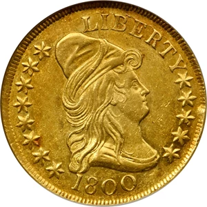 image for: 1800 Capped Bust Right Eagle. BD-1, Taraszka-23, the only known dies. Rarity-3+. AU-53 (NGC). OH.