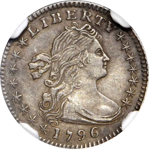 image for: 1796/5 Draped Bust Half Dime. LM-2. Rarity-6. AU-53 (NGC).