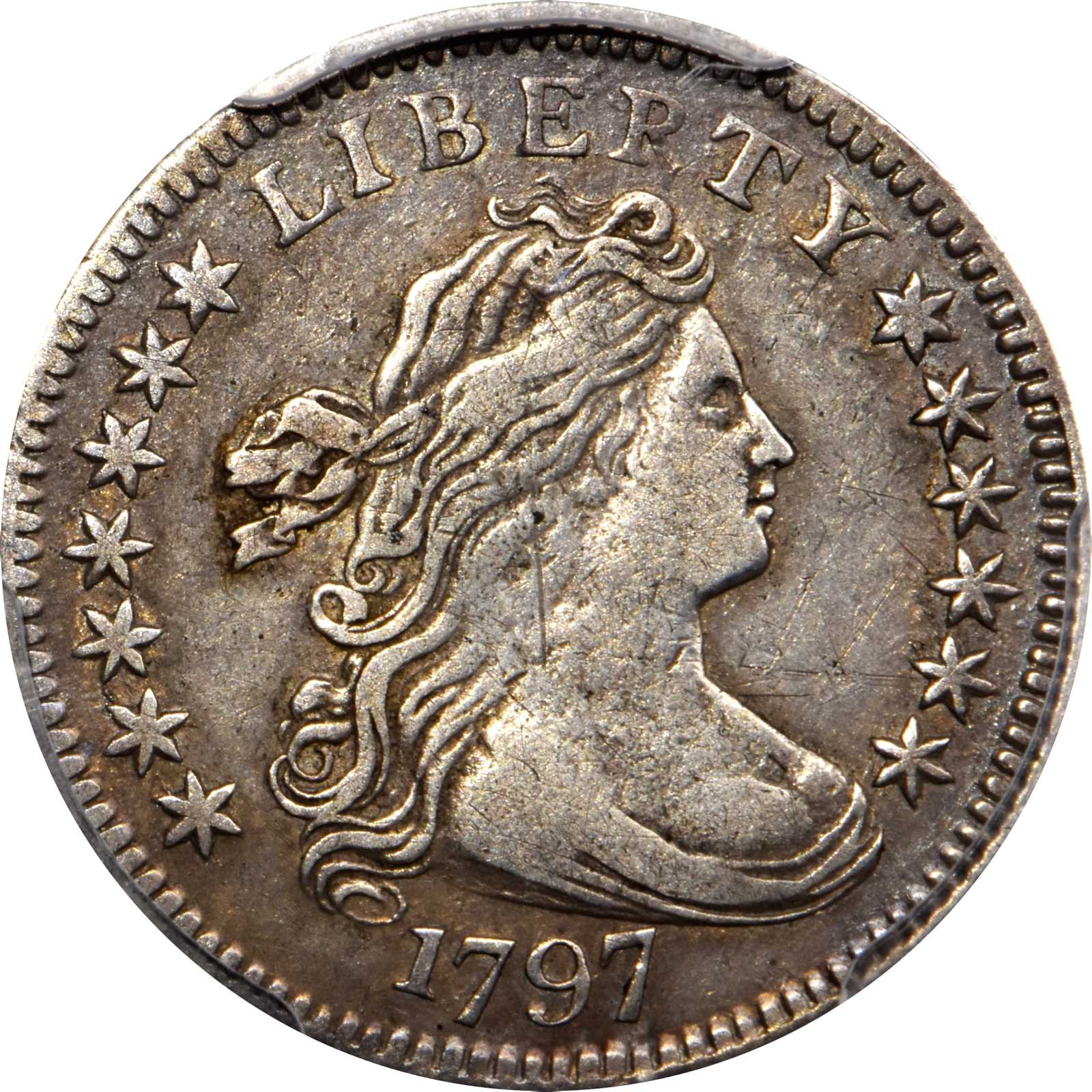 image for: 1797 Draped Bust Dime. JR-2. Rarity-4. 13 Stars. VF-35 (PCGS).