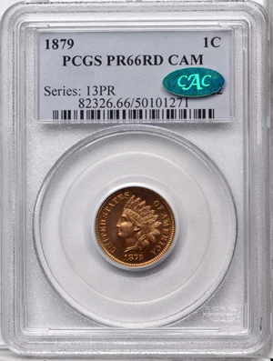 image for: 1879 Indian Cent. Snow-PR1. Repunched Date. Proof-66 RD Cameo (PCGS). CAC.