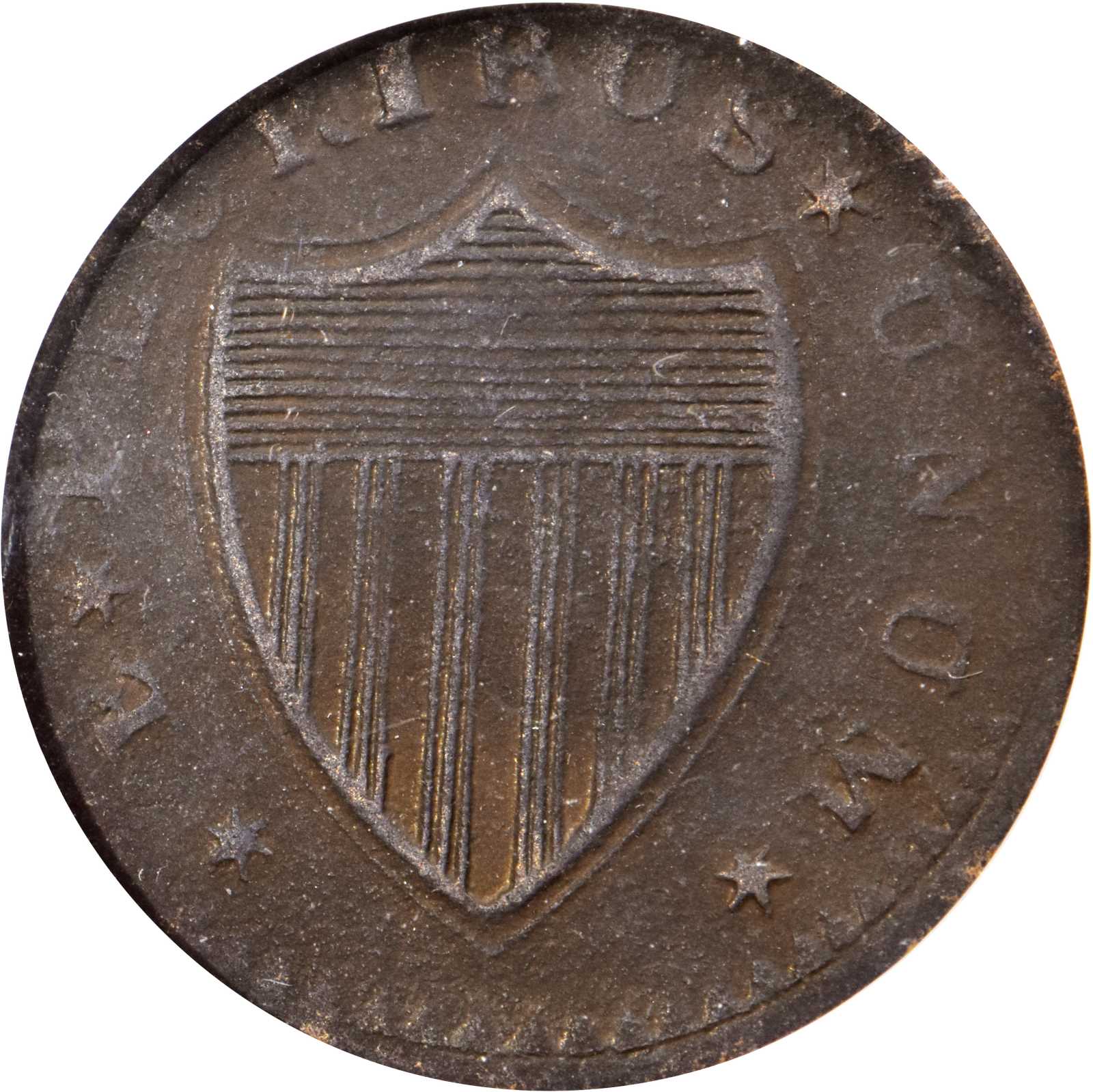 image for: 1787 New Jersey Copper. Maris 54-K, W-5295. Rarity-3. Serpent Head. VF-25 (PCGS).