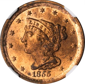 1853 Braided Hair Half Penny Values & Prices