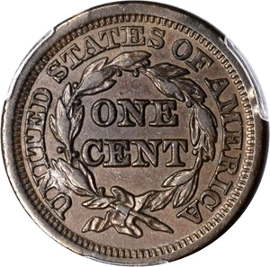 image for: 1847/47 Braided Hair Cent. N-18. Rarity-5. Grellman State-a. Large/Small 47. AU-55 (PCGS).
