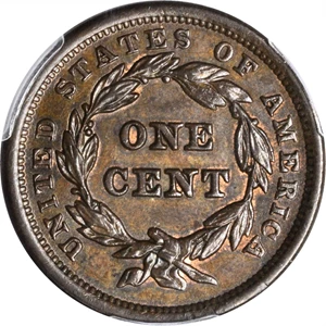 image for: 1841 Braided Hair Cent. N-6. Rarity-1. MS-63 BN (PCGS).