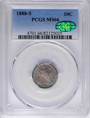 image for: 1888-S Liberty Seated Dime. MS-66 (PCGS). CAC.