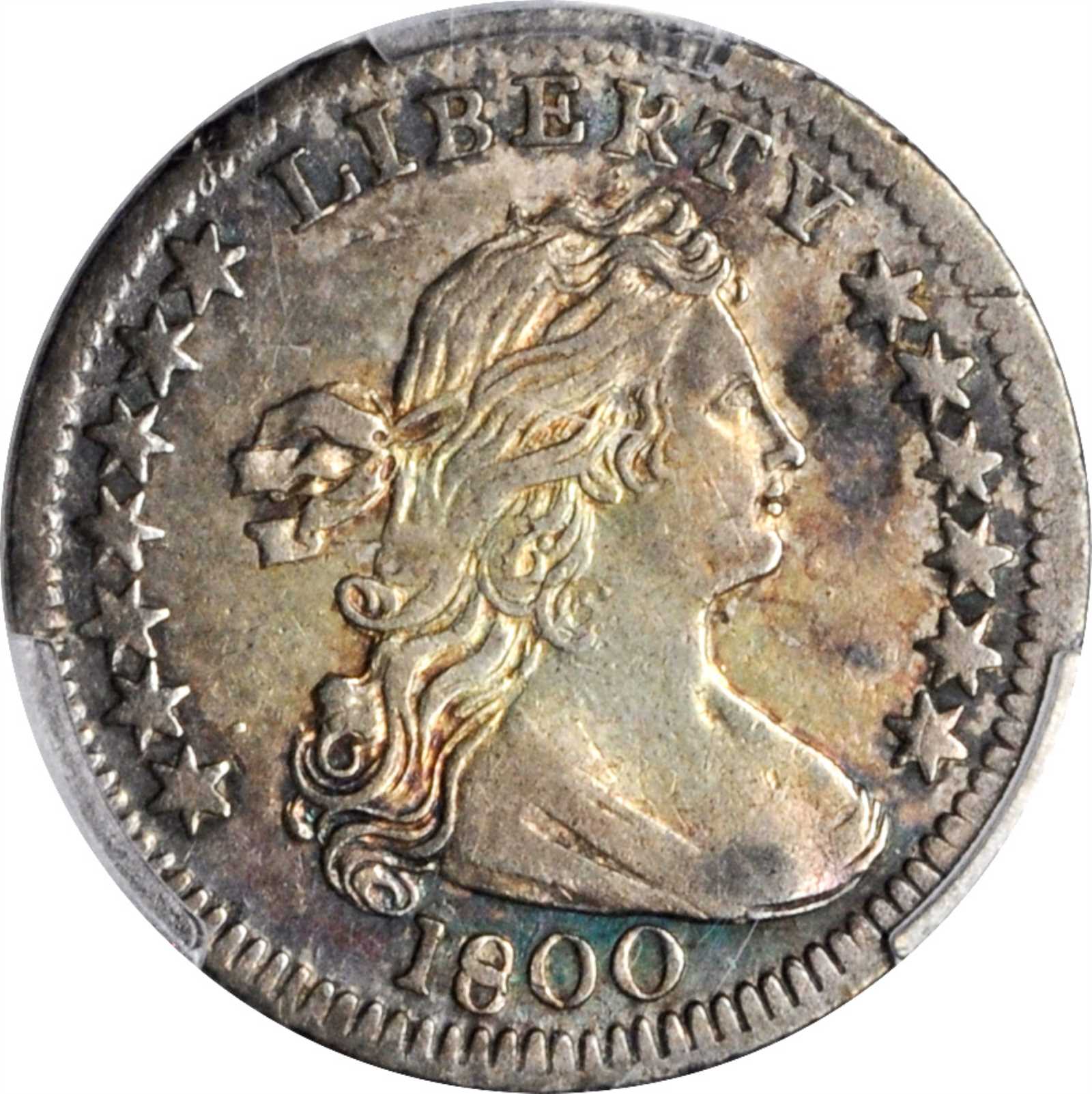 image for: 1800 Draped Bust Half Dime. LM-3. Rarity-4. LIBEKTY. EF-45 (PCGS).