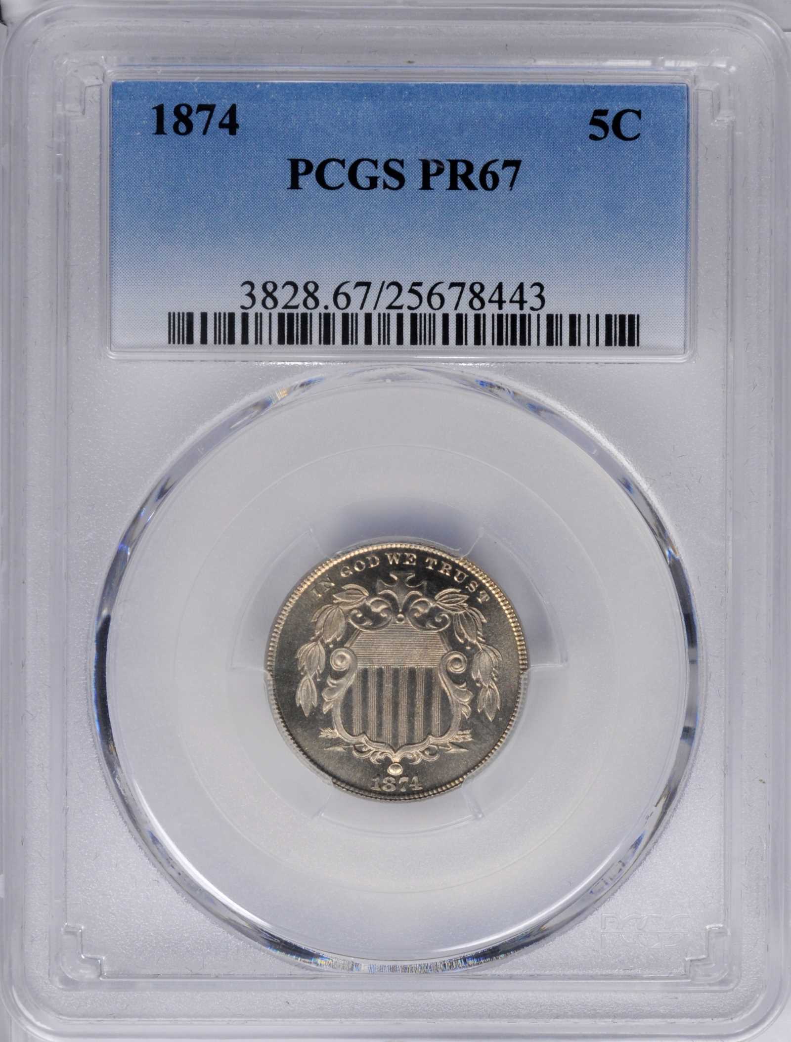 1874 5c PR67 thumbnail 3