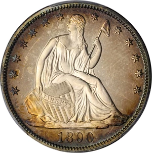 image for: 1890 Liberty Seated Half Dollar. Proof-66 Cameo (PCGS).