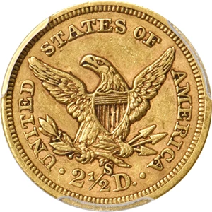 image for: 1865-S Liberty Head Quarter Eagle. AU-50 (PCGS).