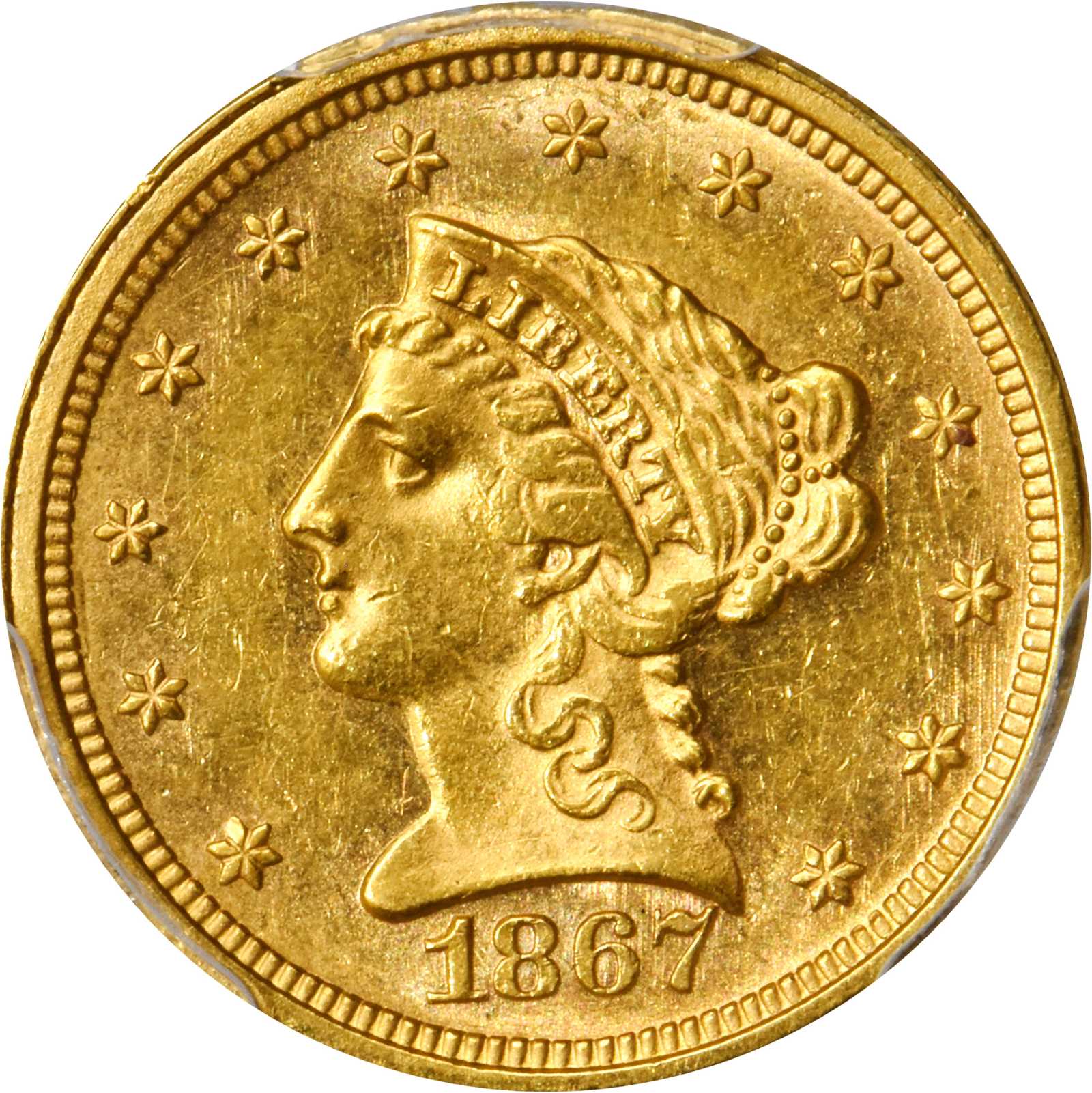 image for: 1867 Liberty Head Quarter Eagle. MS-60 (PCGS).