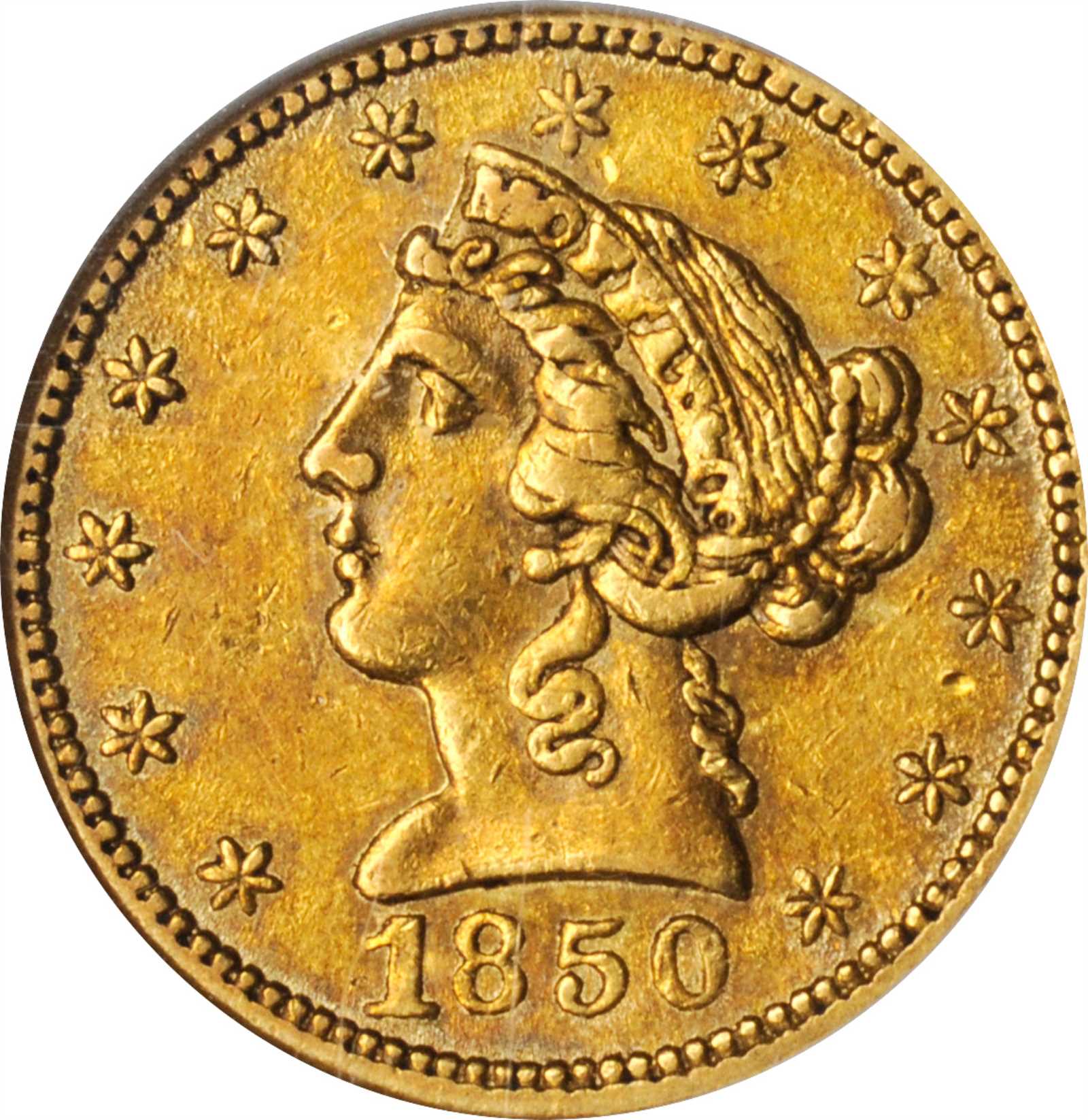 image for: 1850 Moffat & Co. $5. K-7. Rarity-4. AU-58 (NGC).