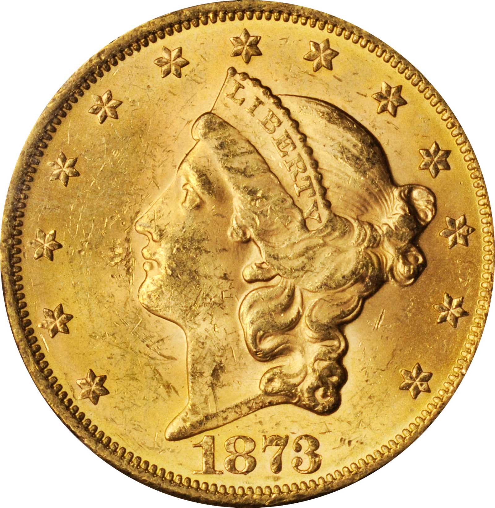 image for: 1873 Liberty Head Double Eagle. Close 3. MS-61 (PCGS). CAC.
