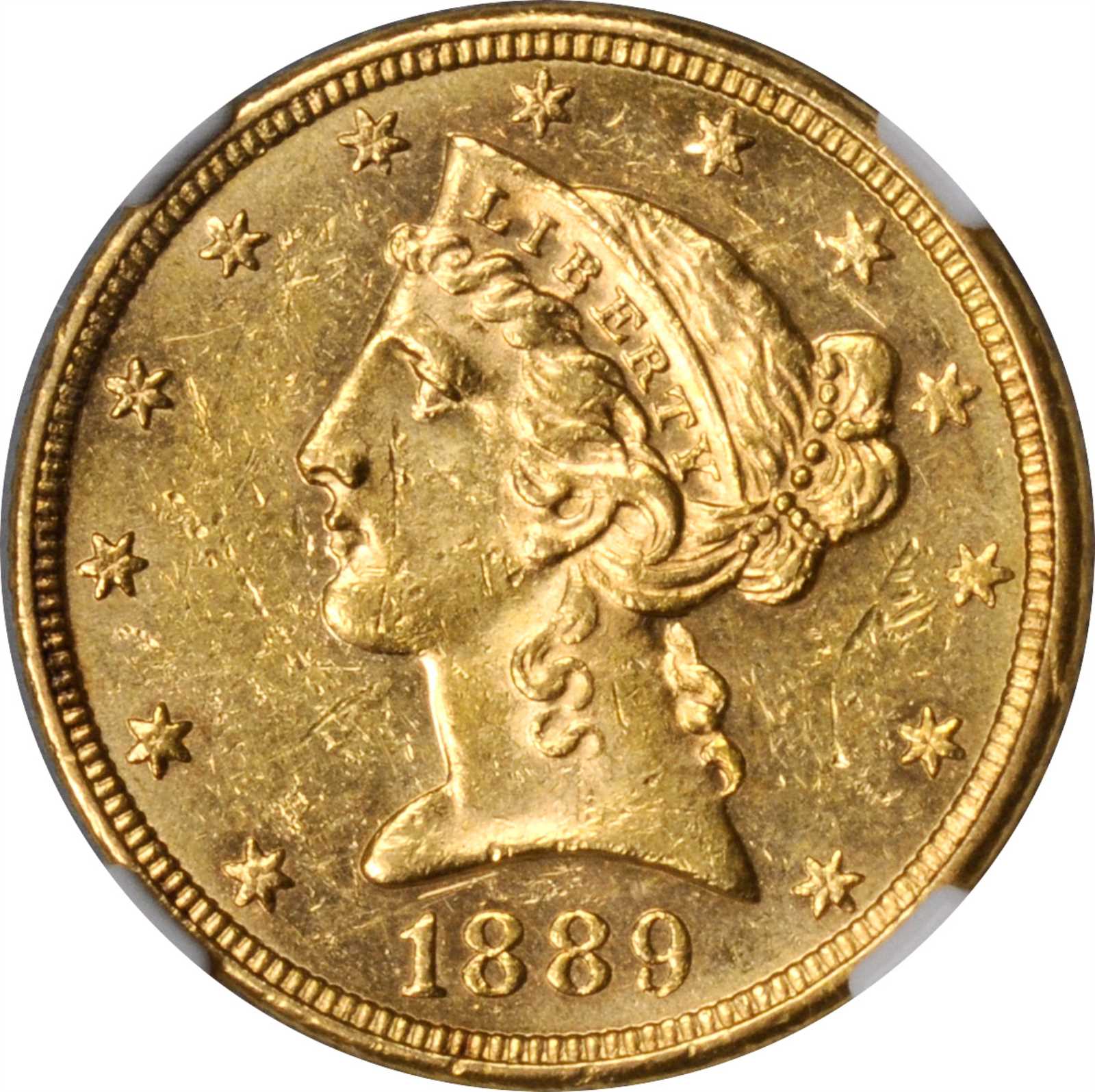 image for: 1889 Liberty Head Half Eagle. MS-61 (NGC).