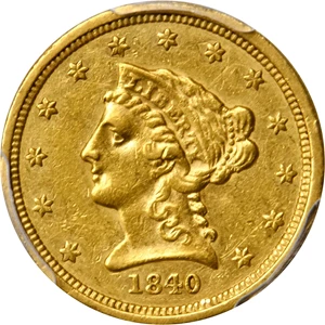 image for: 1840 Liberty Head Quarter Eagle. AU-50 (PCGS).