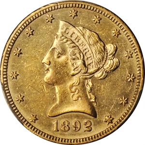 image for: 1892-CC Liberty Head Eagle. AU-53 (PCGS).