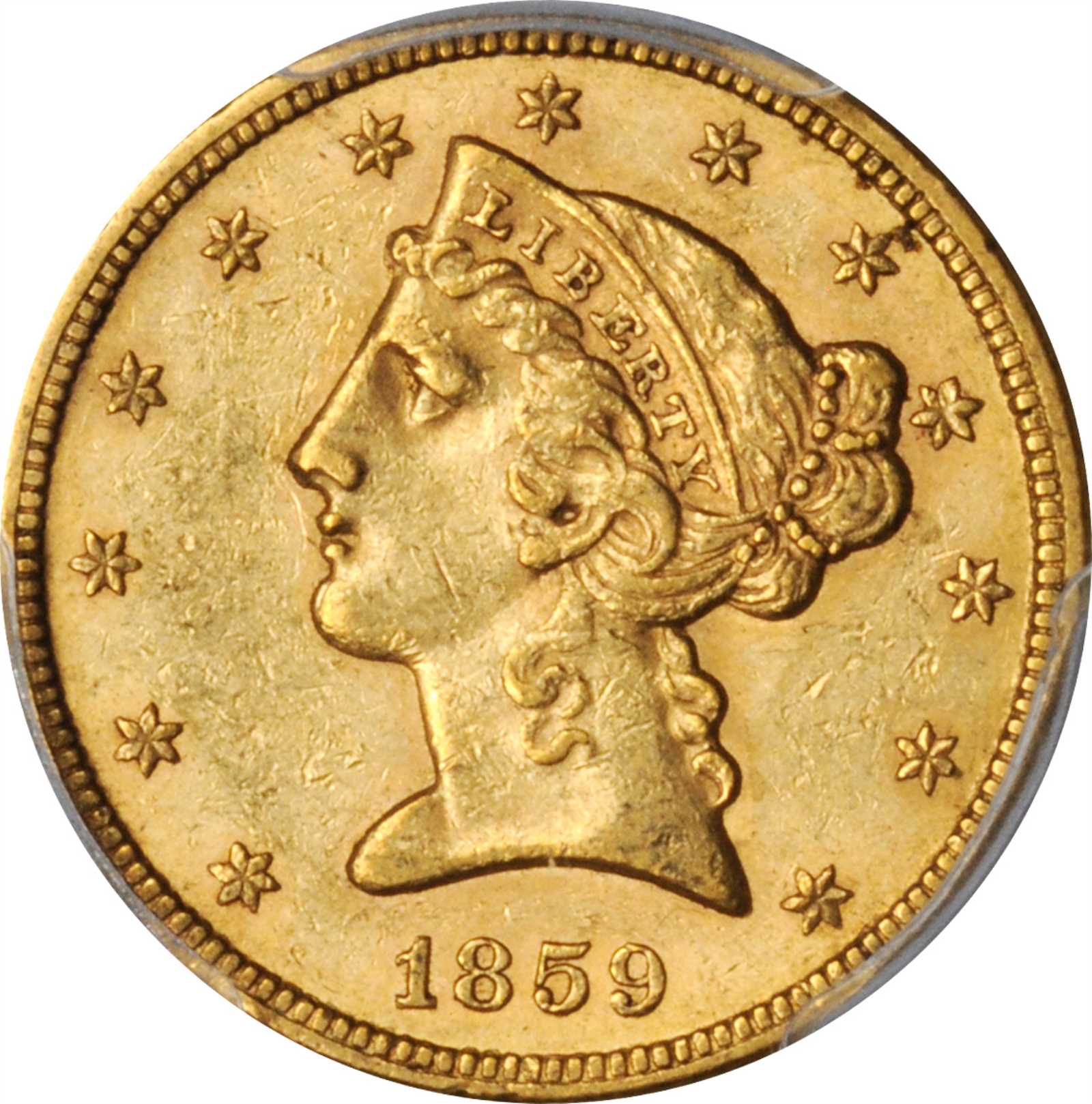 image for: 1859 Liberty Head Half Eagle. AU-55+ (PCGS). CAC.