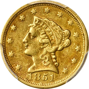 image for: 1851-C Liberty Head Quarter Eagle. Winter-1, the only known dies. EF-45 (PCGS). CAC.
