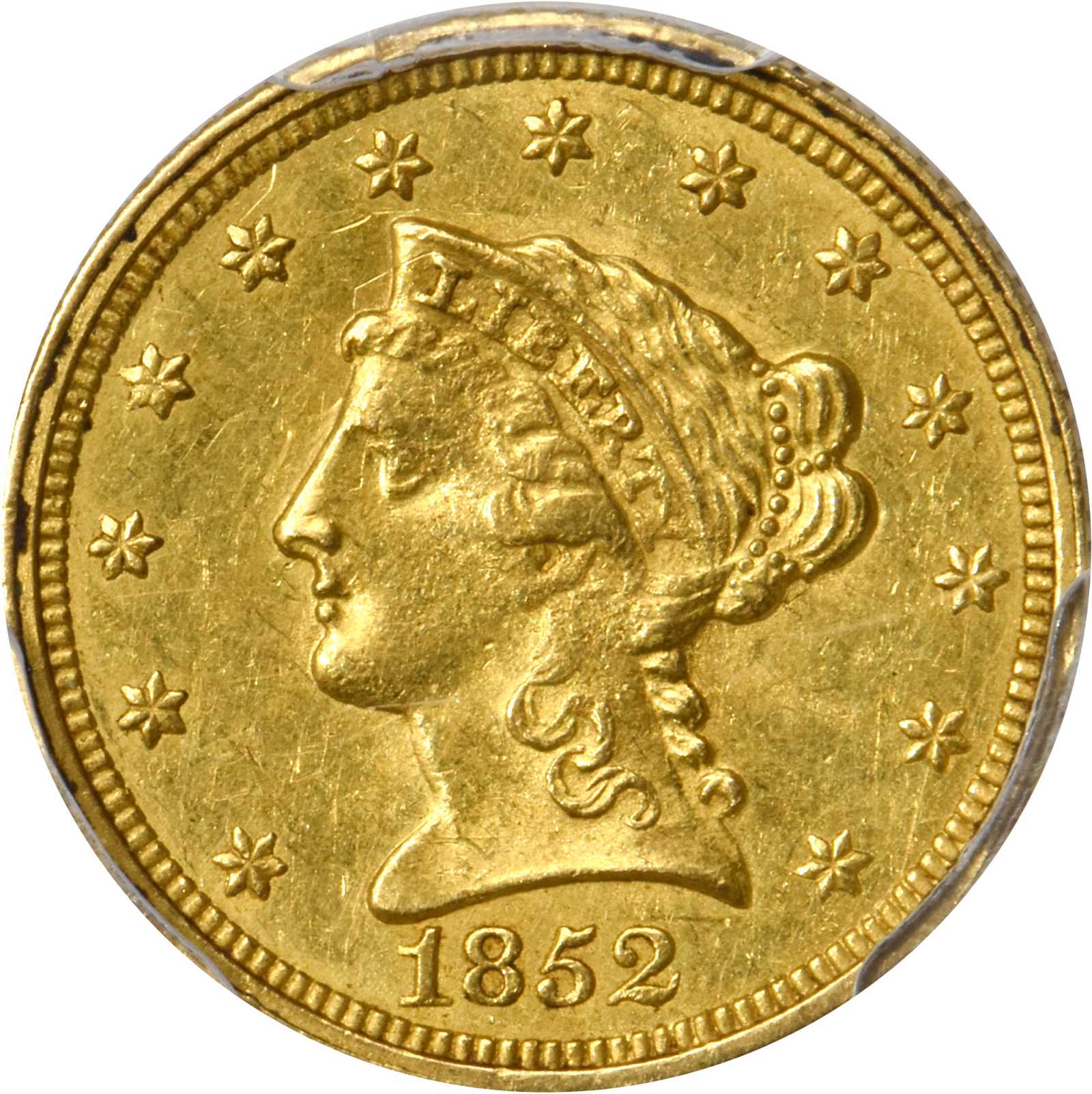 image for: 1852-C Liberty Head Quarter Eagle. Winter-1, the only known dies. AU-55 (PCGS).