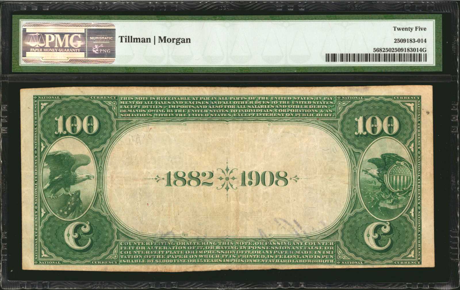 image for: New Castle, Pennsylvania. $100 1882 Date Back. Fr. 568. The Citizens NB. Charter #4676. PMG Very Fine 25.