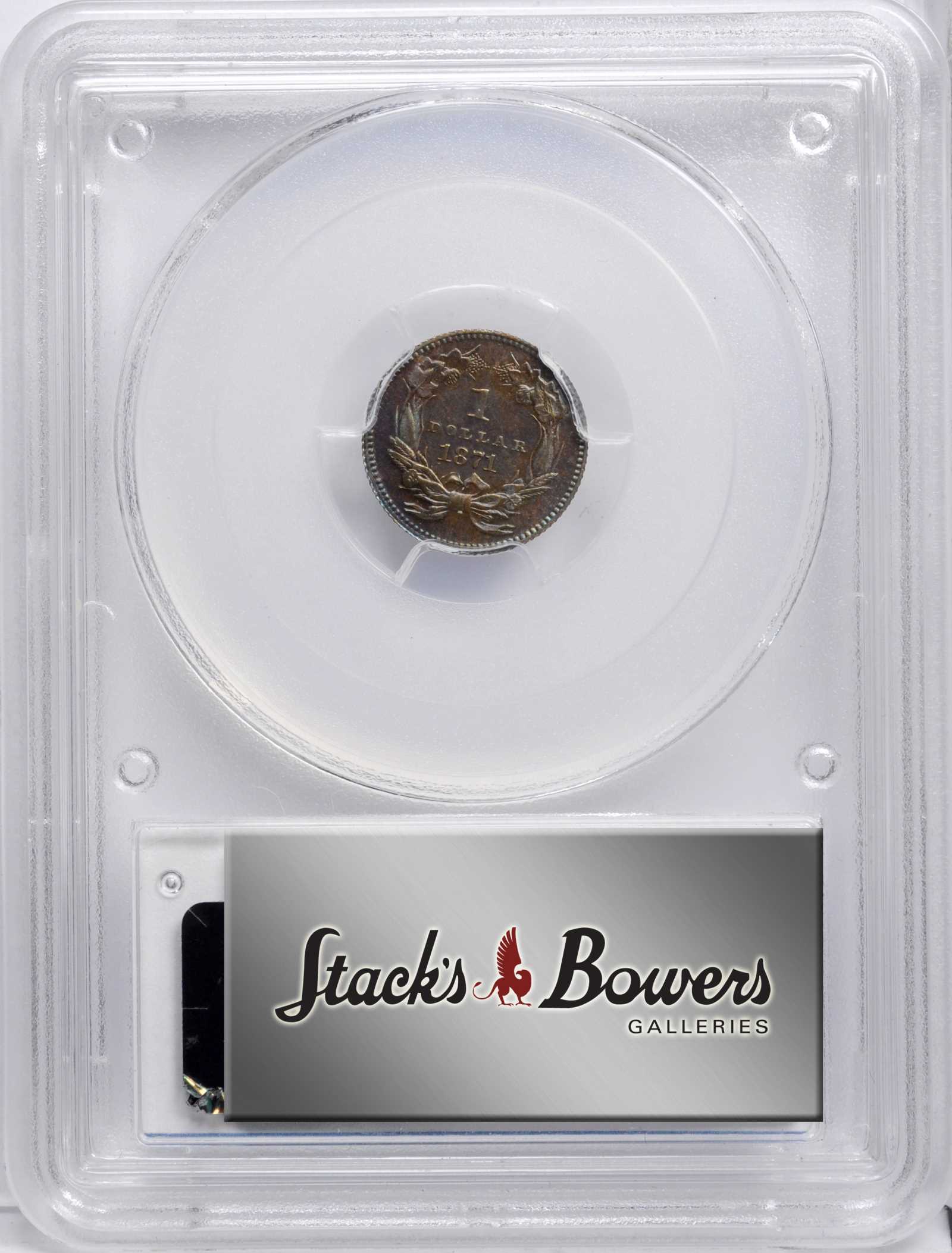 image for: 1871 Pattern Gold Dollar. Judd-1161, Pollock-1303. Rarity-8. Copper. Reeded Edge. Proof-65 BN (PCGS).