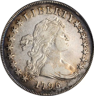 image for: 1796 Draped Bust Silver Dollar. BB-65, B-5. Rarity-4. Large Date, Small Letters. VF-30 (PCGS).