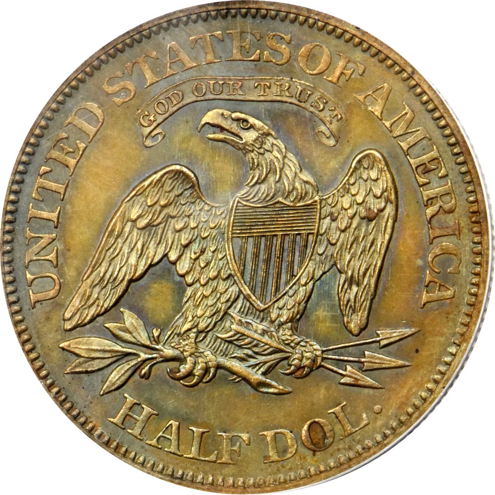 image for: 1861 Pattern Liberty Seated Half Dollar. Judd-278, Pollock-327. Rarity-7-. Copper. Reeded Edge. Proof-65 BN (PCGS). CAC. OGH.