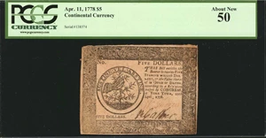 image for: CC-72. Continental Currency. April 11, 1778. $5. PCGS Currency About New 50.