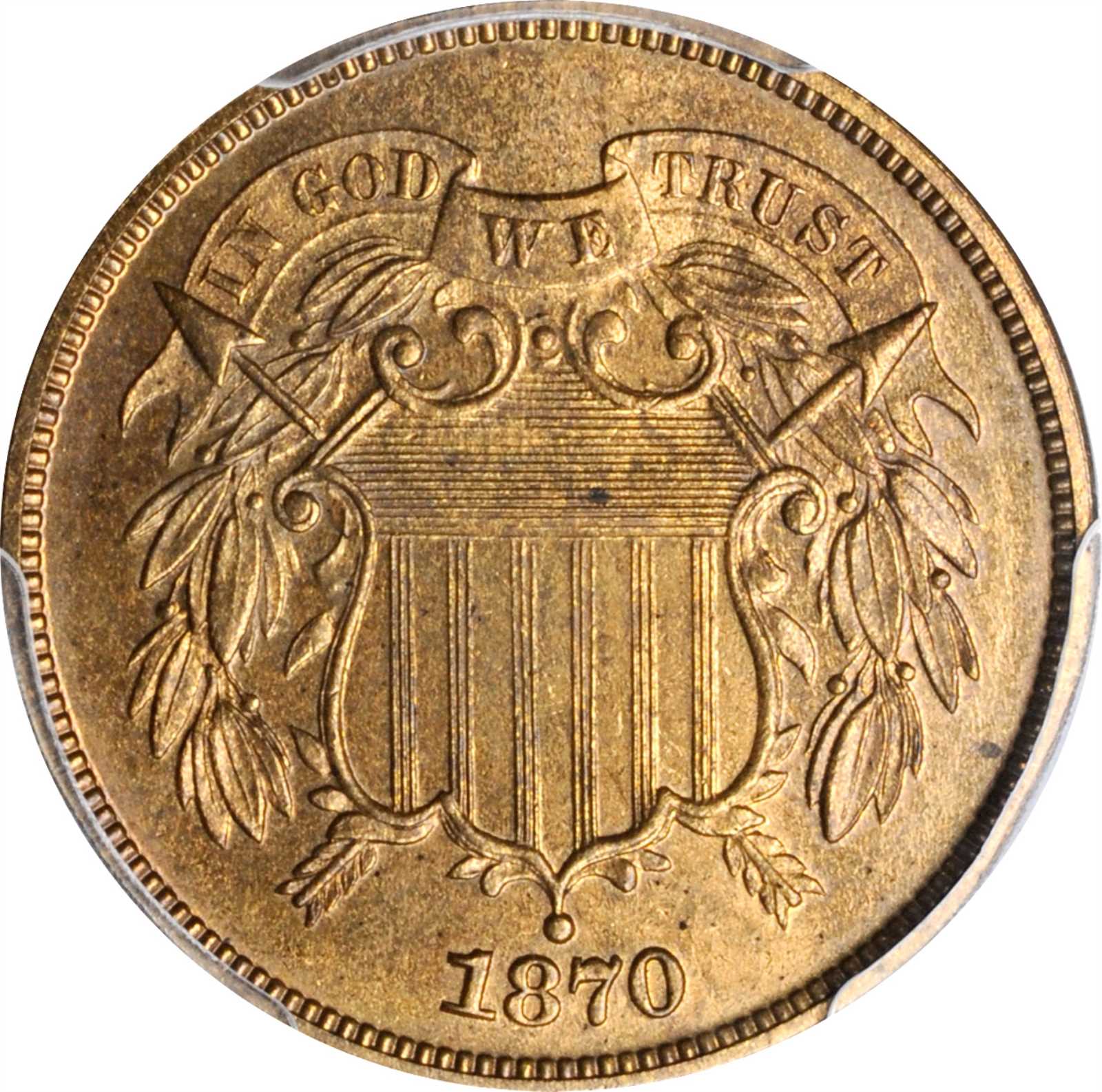 image for: 1870 Two-Cent Piece. Proof-64 RB (PCGS). CAC.