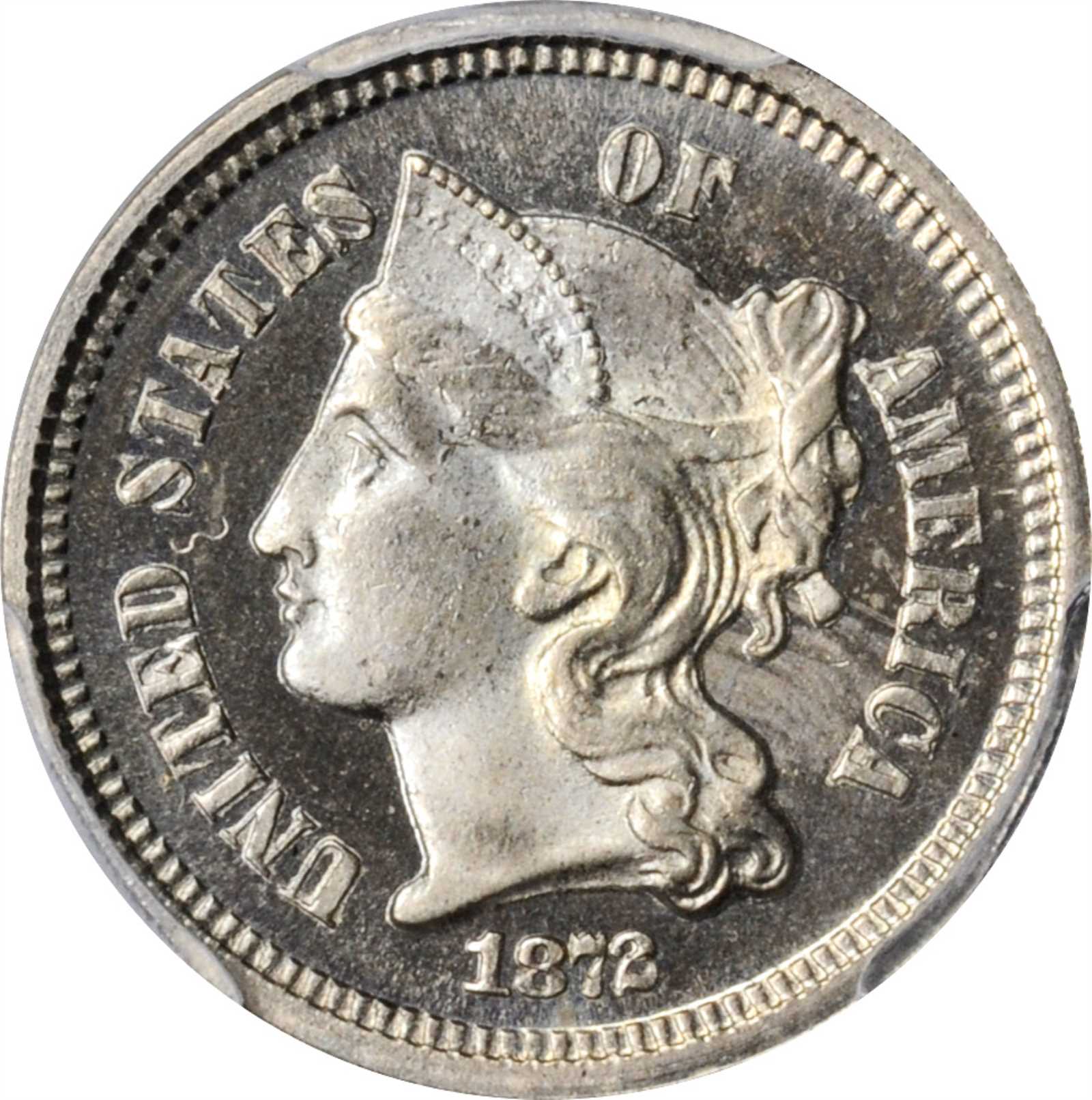 image for: 1872 Nickel Three-Cent Piece. Proof-65 Cameo (PCGS). CAC.