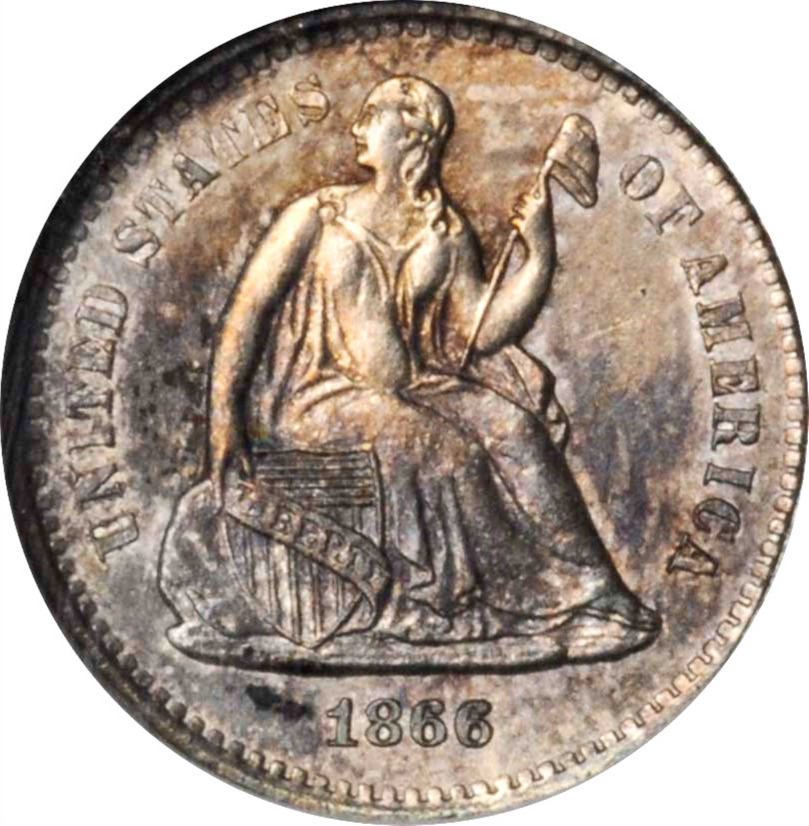 image for: 1866-S Liberty Seated Half Dime. MS-63 (NGC). OH.