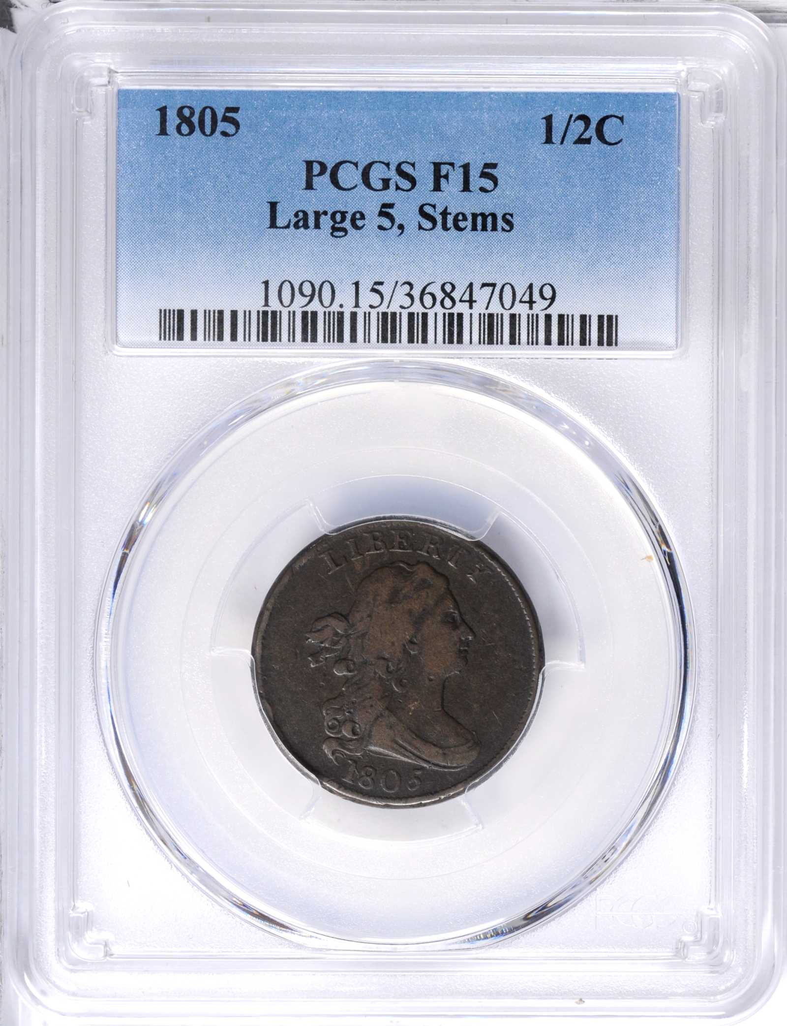 1805 1/2c Large 5, Stems MS BN F15 BN CAC thumbnail 3