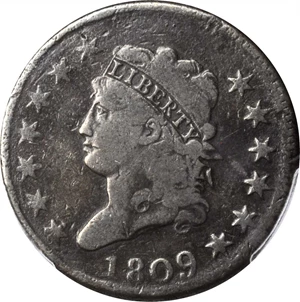 image for: 1809 Classic Head Cent. S-280, the only known dies. Rarity-2. VG-10 (PCGS).