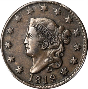 image for: 1819/(8) Matron Head Cent. N-2. Rarity-1. Large Date. VF-35 (PCGS).