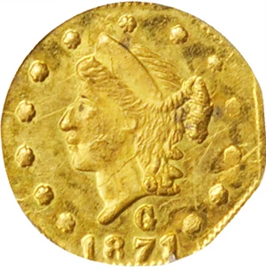 image for: 1871-G Octagonal 25 Cents. BG-765. Rarity-3. Liberty Head. MS-62 (PCGS).