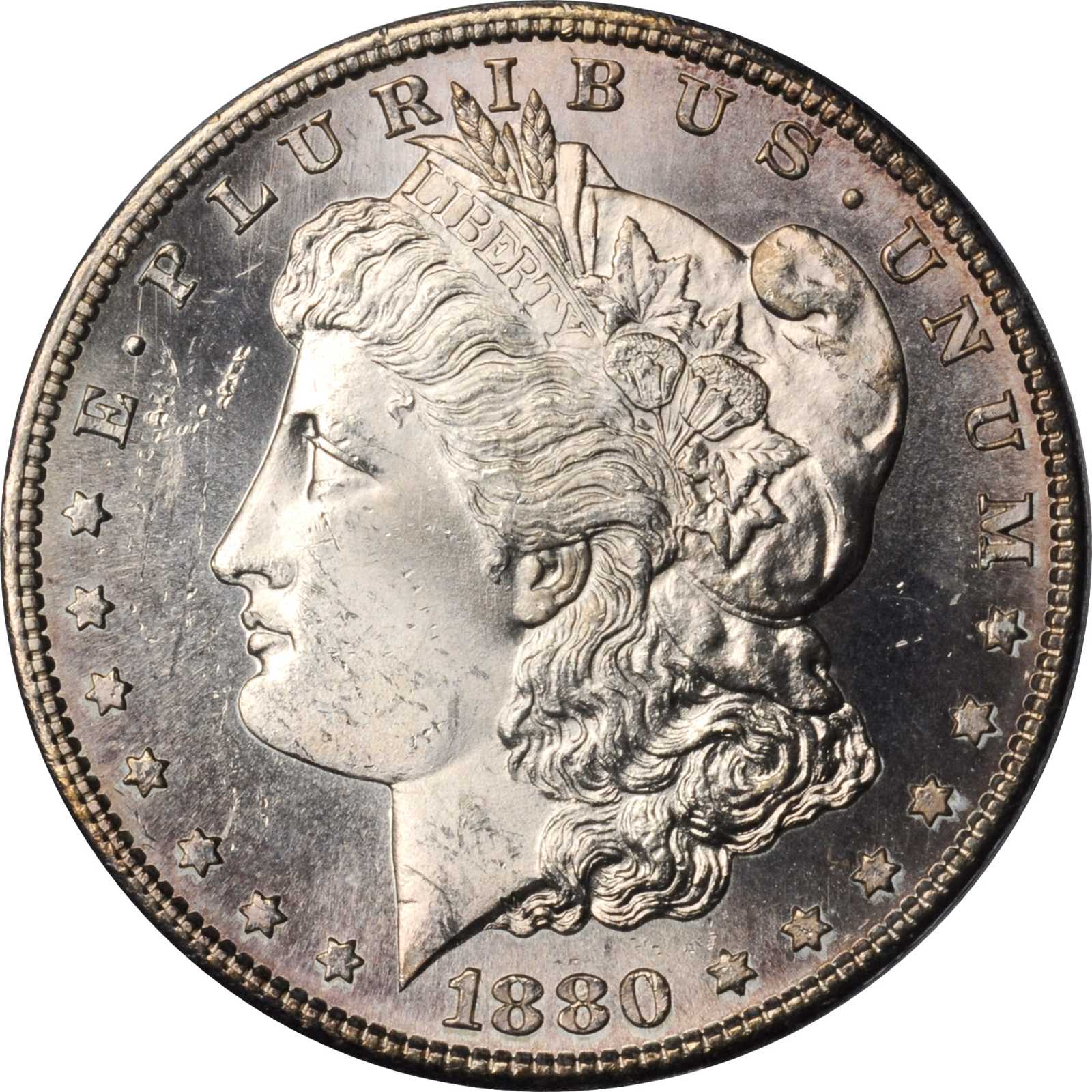 image for: 1880/79-S Morgan Silver Dollar. VAM-9. Top 100 Variety. Diagonal Overdate, Large S. MS-63 (ANACS).