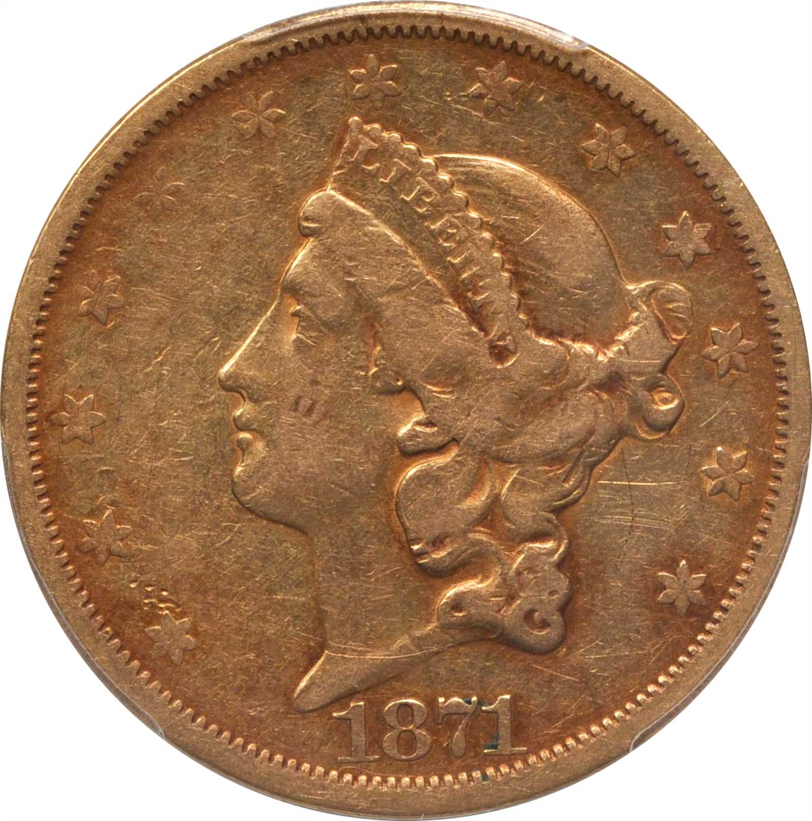 1871-S Liberty Head Double Eagle. VF-35 (PCGS).