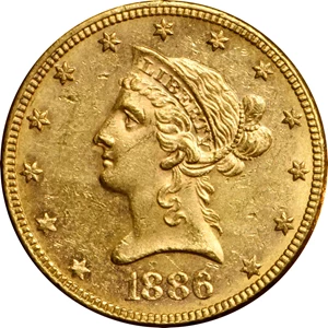 image for: 1886 Liberty Head Eagle. MS-62 (PCGS).