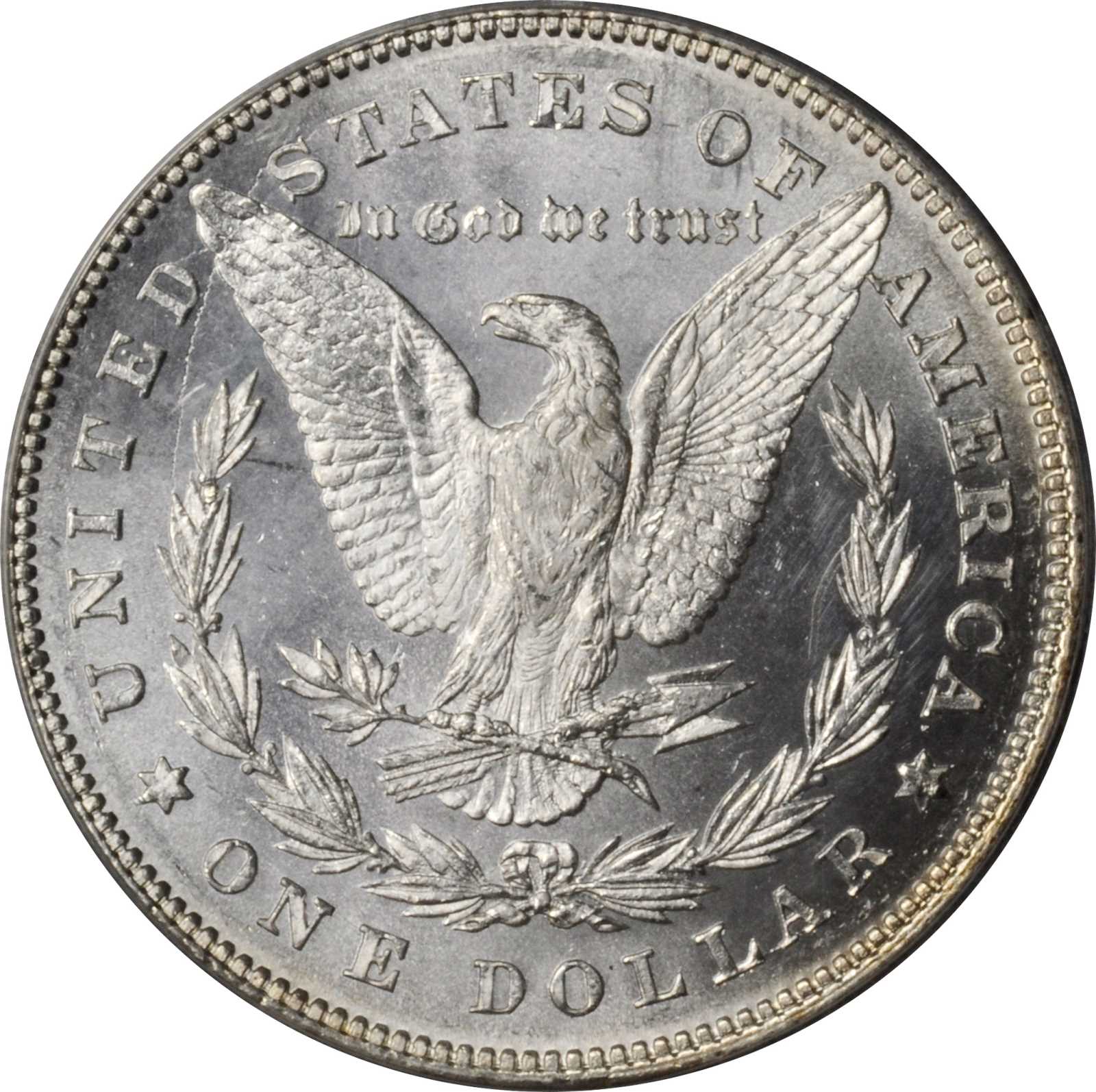 image for: 1878 Morgan Silver Dollar. 7 Tailfeathers. Reverse of 1878. VAM-31. Lines Thru Leg. MS-63 (ANACS).
