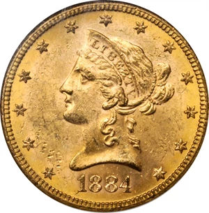 image for: 1884-S Liberty Head Eagle. MS-62 (NGC).