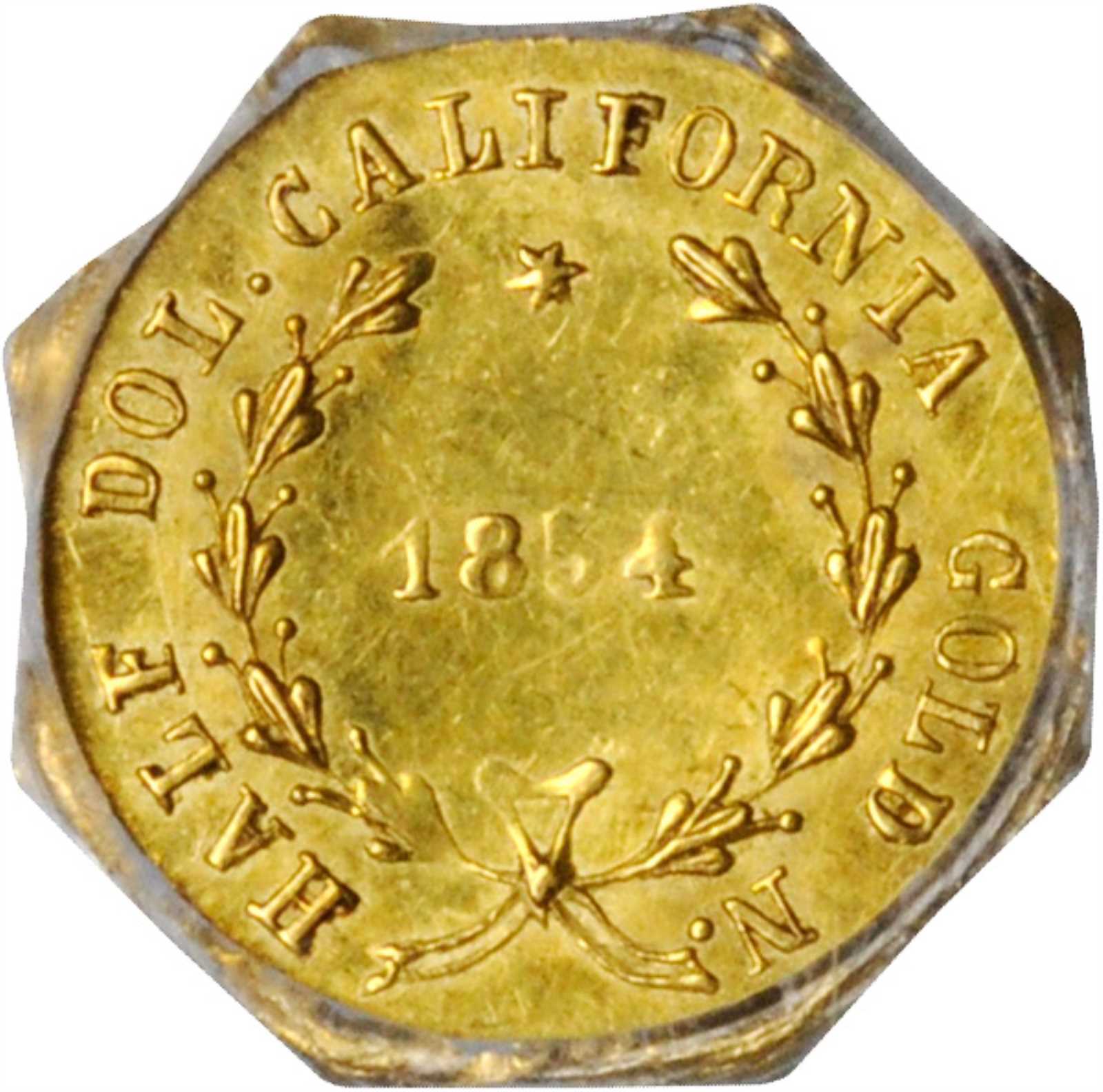 image for: 1854 Octagonal 50 Cents. BG-308. Rarity-4. Liberty Head. MS-62 (PCGS).