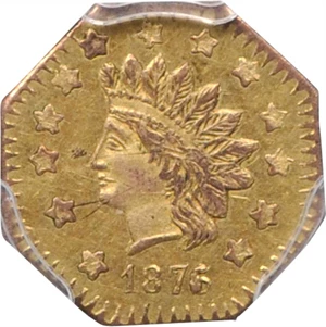 image for: 1876/5 Octagonal $1. BG-1129. Rarity-4. Indian Head. AU-58 (PCGS).