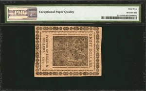 image for: CC-61. Continental Currency. February 26, 1777. $8. PMG Uncirculated 62 EPQ.