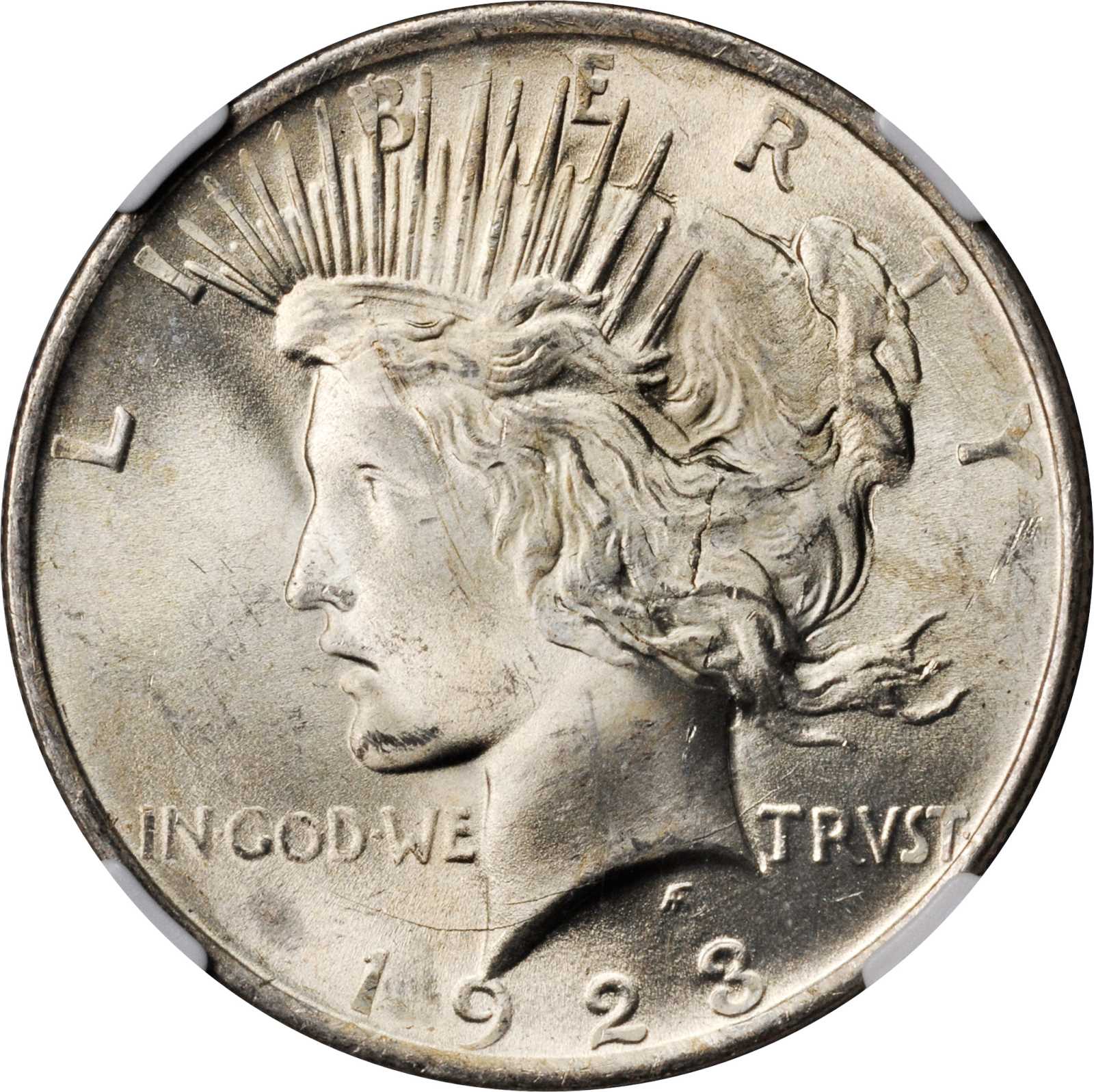 image for: 1923 Peace Silver Dollar. VAM-1V. Top 50 Variety. Extra Hair. MS-65 (NGC).