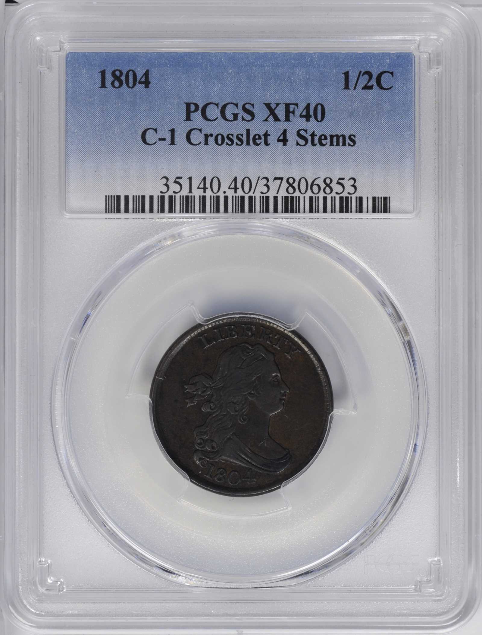 1804 1/2c Crosslet 4, Stems, C-1 MS BN AG3 BN thumbnail 20