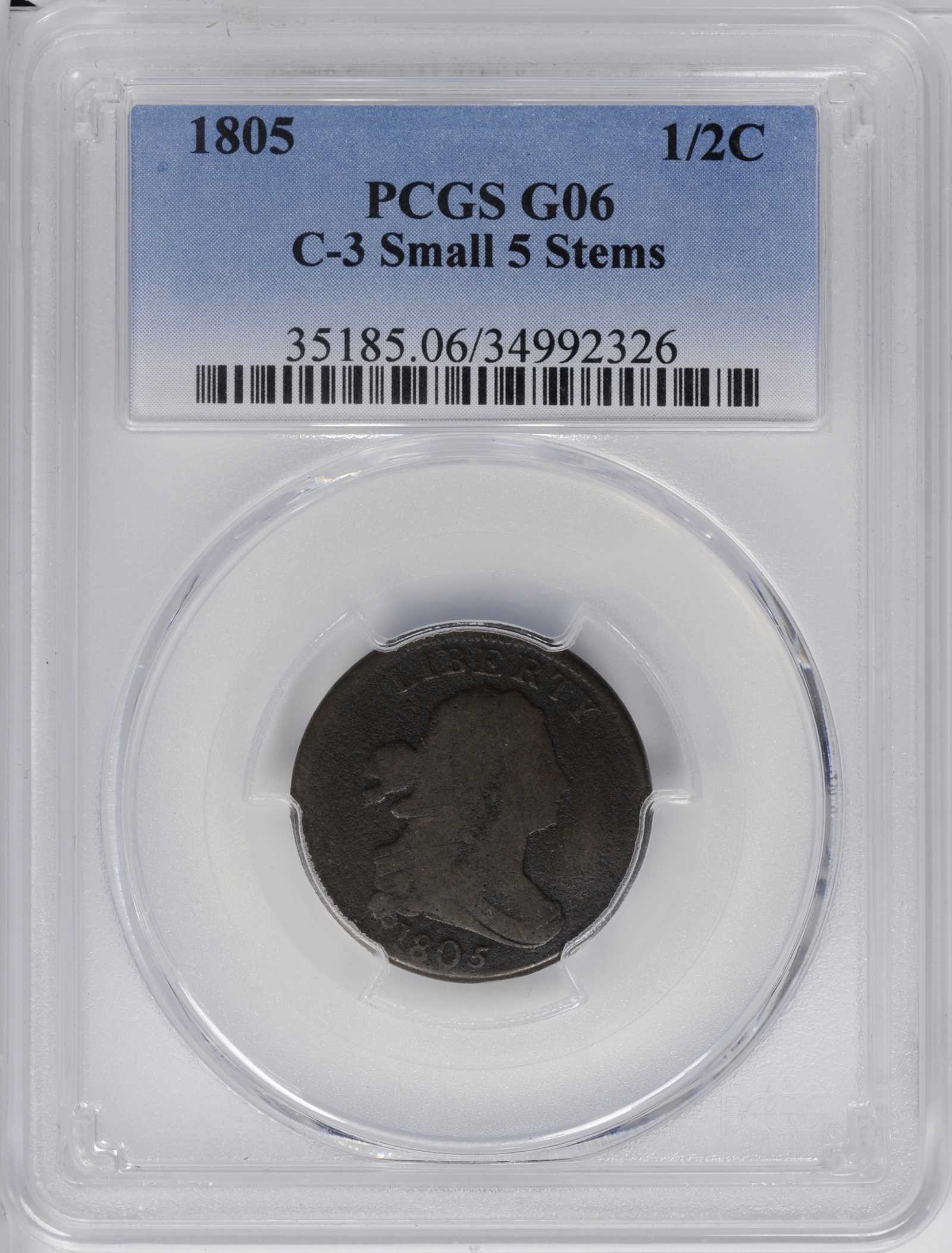 1805 1/2c Small 5, Stems MS BN G6 BN thumbnail 3