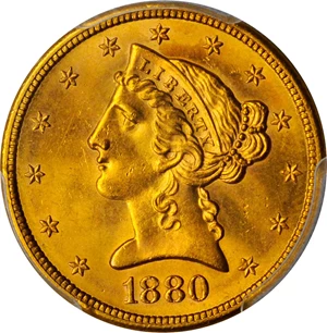 image for: 1880-S Liberty Head Half Eagle. MS-64 (PCGS).