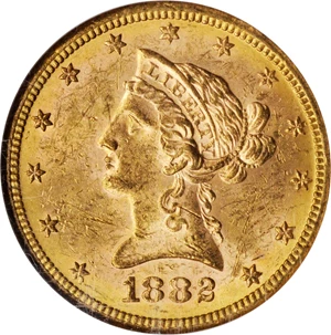 image for: 1882-S Liberty Head Eagle. MS-62 (NGC).