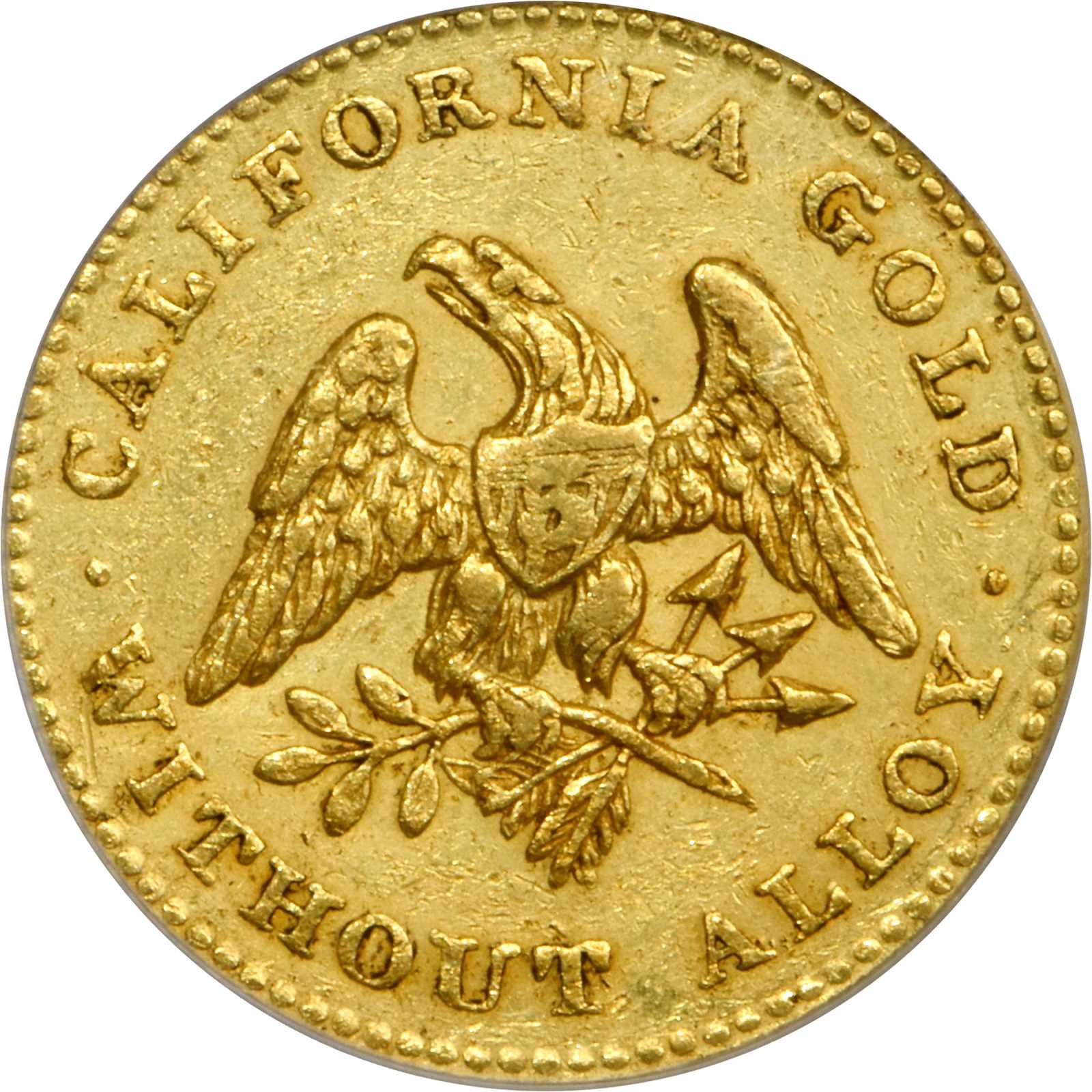 image for: 1849 Norris, Gregg & Norris $5. K-3. Rarity-6. Reeded Edge. AU-50 (PCGS).