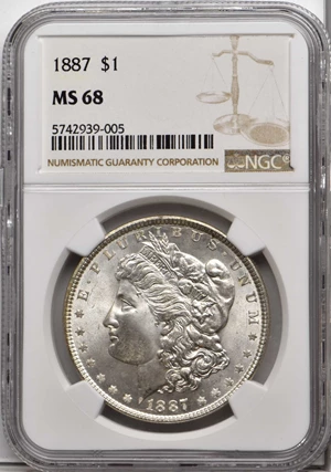 image for: 1887 Morgan Silver Dollar. MS-68 (NGC).